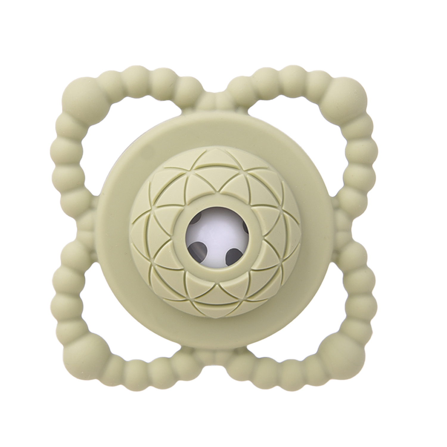 Силиконова гризалка с дрънкалка - Зелен