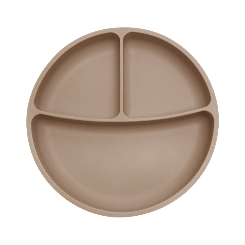 Бебешка силиконова чиния - Полско сив