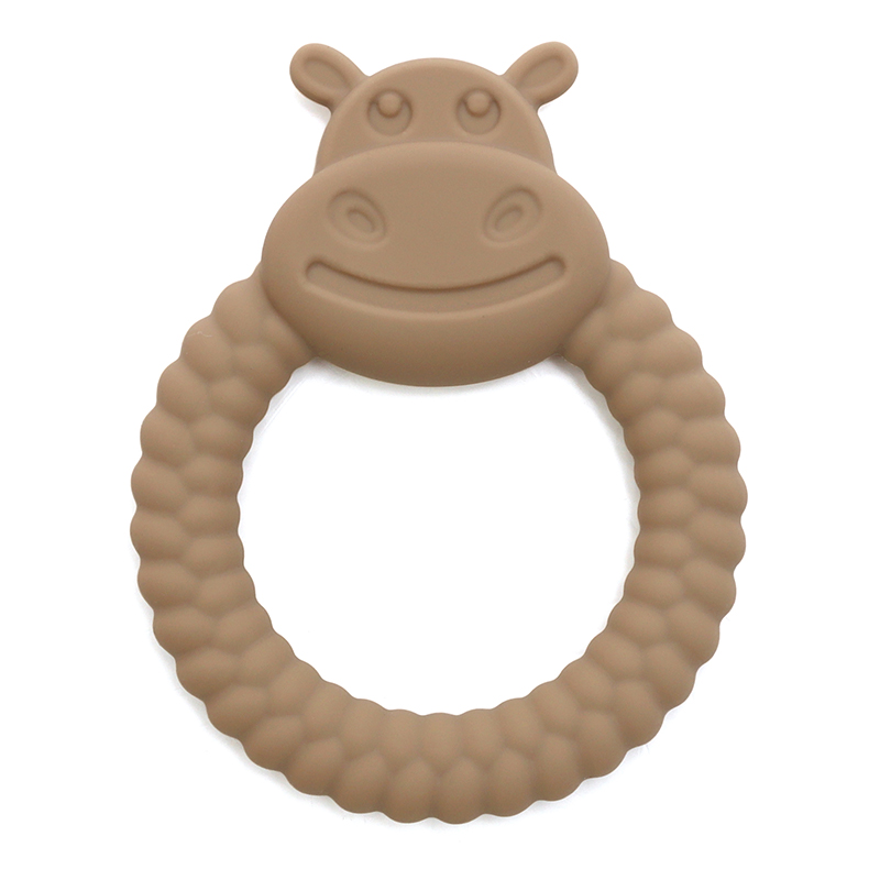 Бебешка силиконова гризалка Хипо - Полско сив