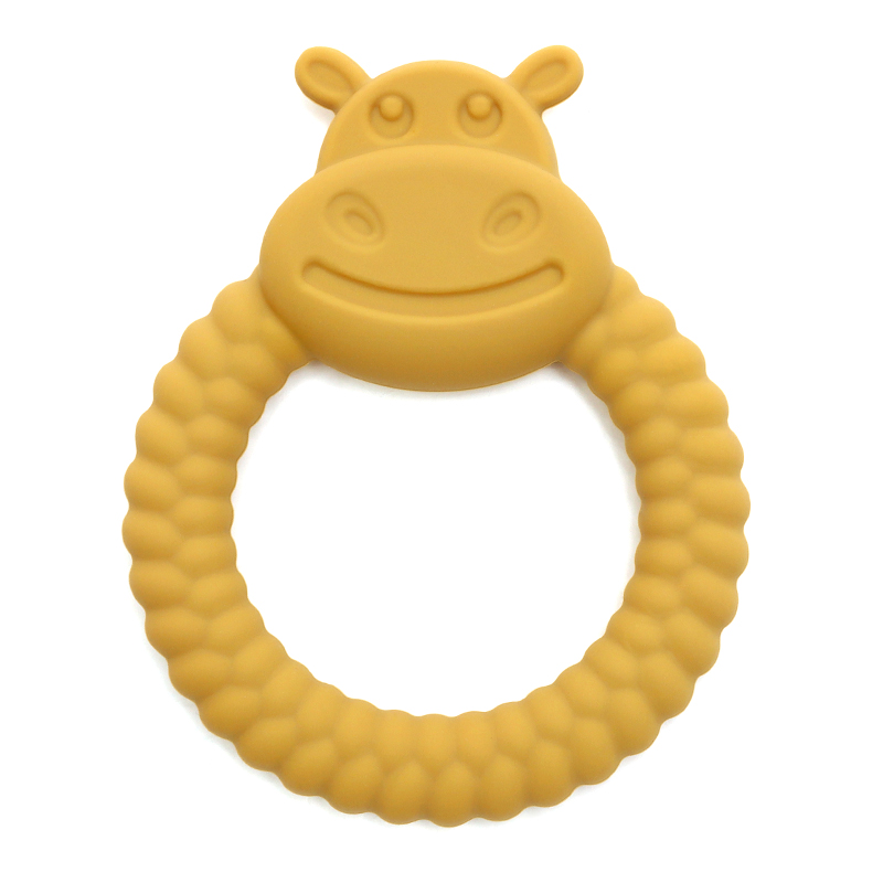 Бебешка силиконова гризалка Хипо - Горчица