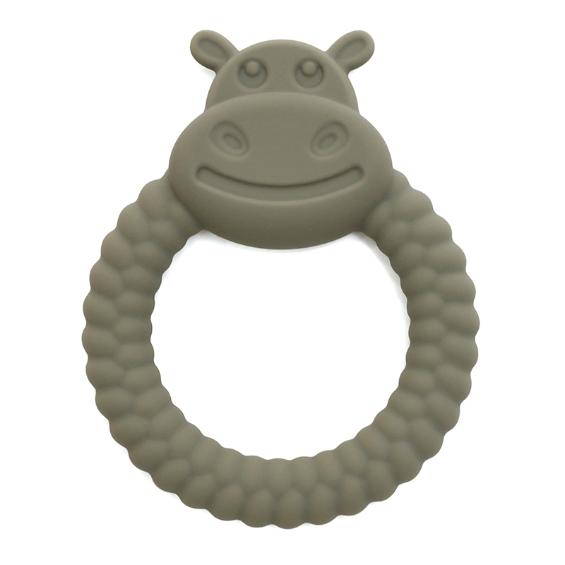 Бебешка силиконова гризалка Хипо - Сиво-зелен