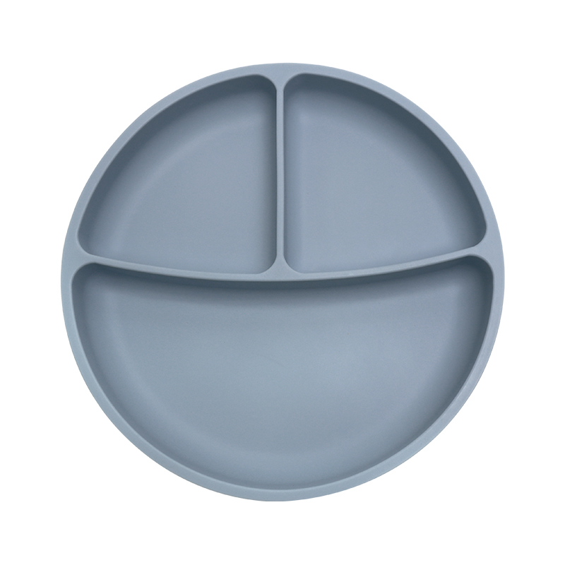 Бебешка силиконова чиния - Сив