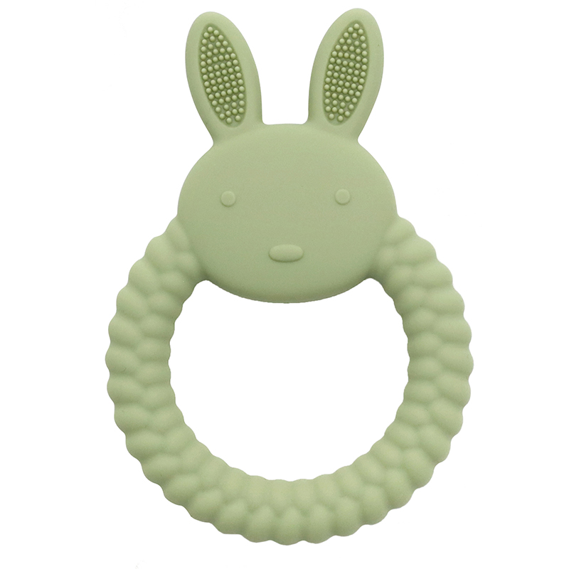 Бебешка силиконова гризалка Зайче - Зелен